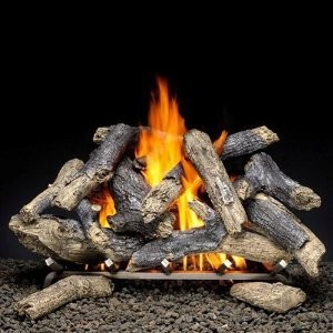 Firegear Metro Outdoor Vented Burner & Prairie Fire Log Set - Direct Spark,...