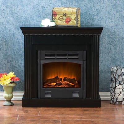 Black Walden Electric Fireplace With Mantel