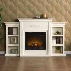 Tennyson Ivory Electric Fireplace With Bookcases By Sou
