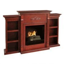 Tennyson Mahogany Electric Fireplace with Bookcases