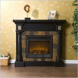 Southern Enterprises Carrington Slate Convertible Black Electric Fireplace