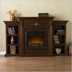 Southern Enterprises Tennyson Espresso Electric Fireplace with Bookcases
