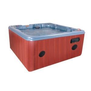 Corsica Blue Denim 8 Person, 60 Jet Spa with (2) 4 HP Pumps, Features an LED Light, Dura-Frame Cabinet and a Stereo