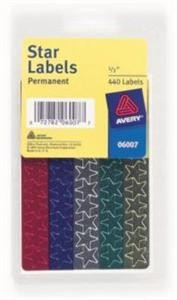 Avery Foil Star Labels 6007 1/2 Diameter