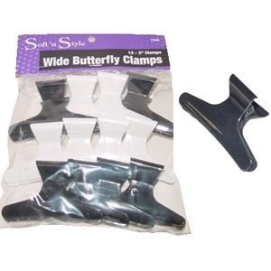 Large Butterfly Clamps * 12 Clips Per Bag * Black & White * 3 Wide