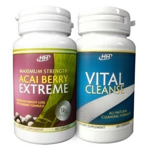 Maximum Strength Acai Berry Extreme / Vital Cleanse - With Green Tea Extract - Intense Fat Burning Weight Loss Diet Pill Combination